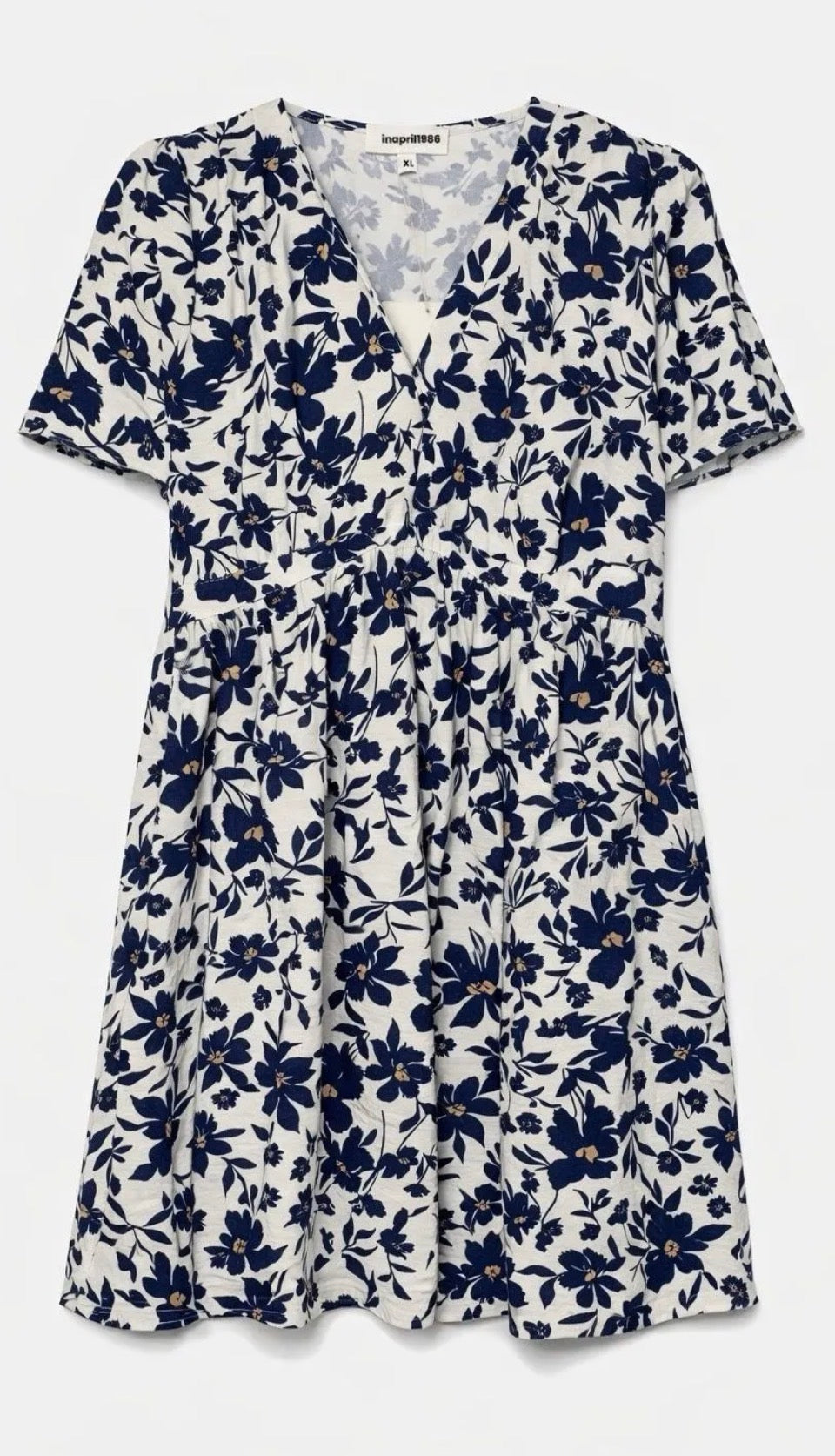 Robe à fleurs bleu marine - Élodie