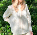 Blouse brodée beige - Carla