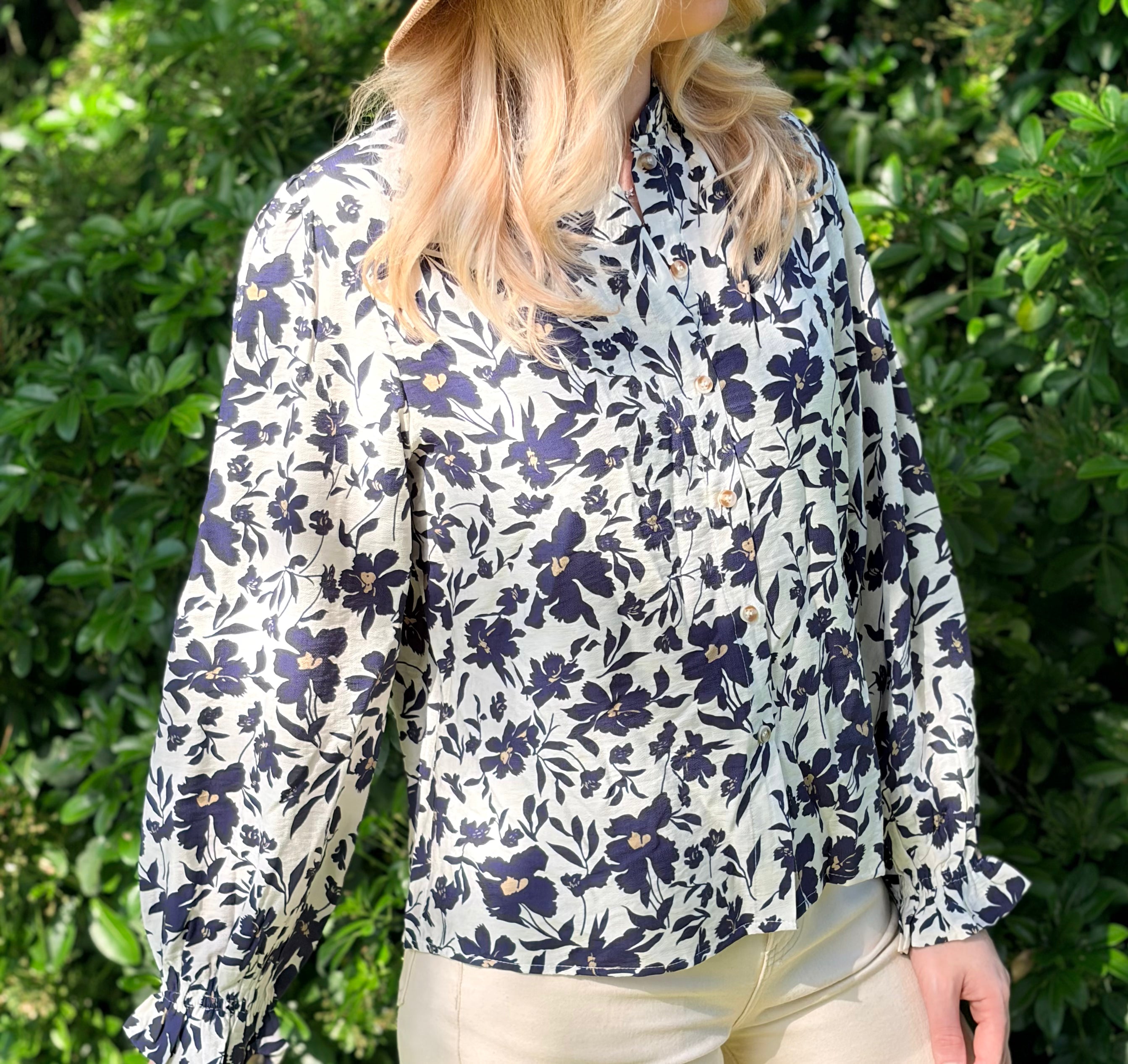 Blouse à fleurs marine - Charlie