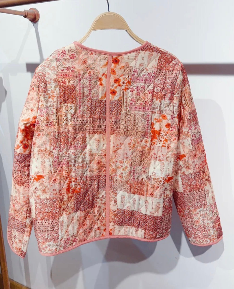 Veste rose à fleurs - Caroline