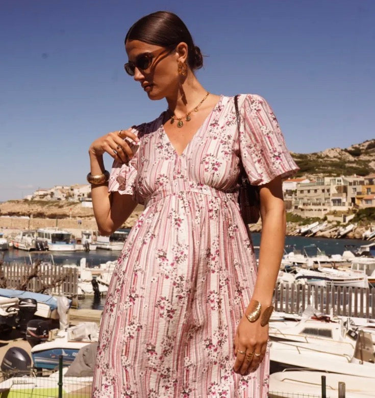 Robe longue vieux rose - Suzie
