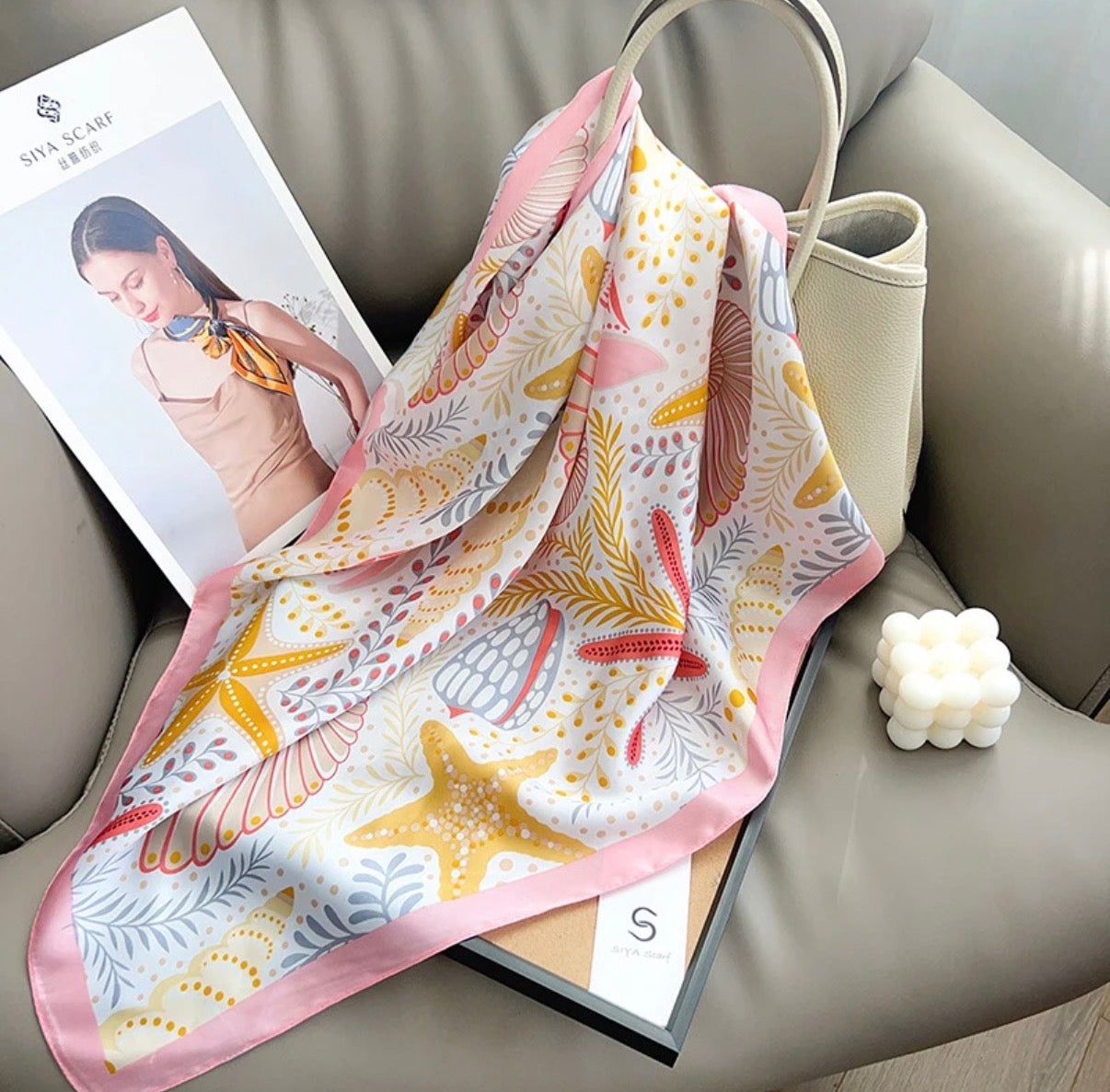 Foulard carré coquillages - Mélina
